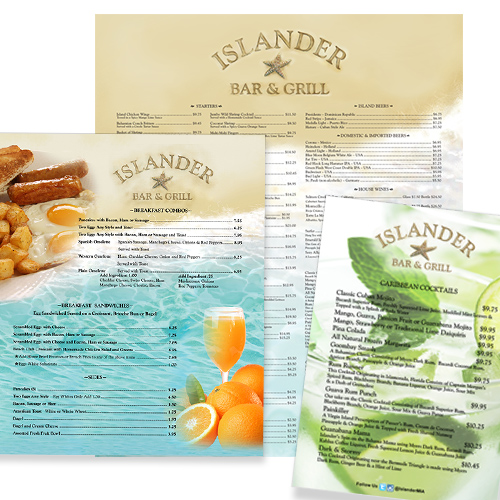 Islander Bar and Grill at MIA menu / Designed by Jacob Rouseau
